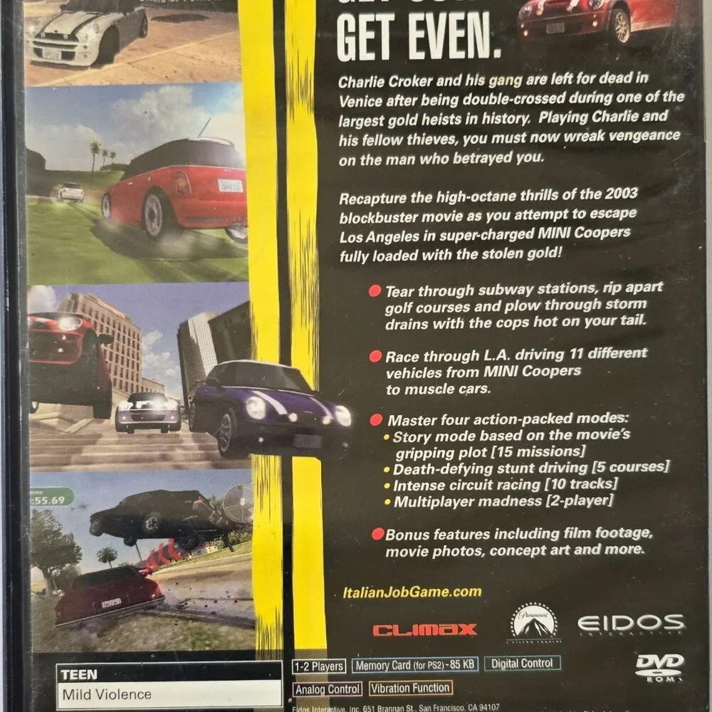 Italian Job Sony PlayStation 2 PS2